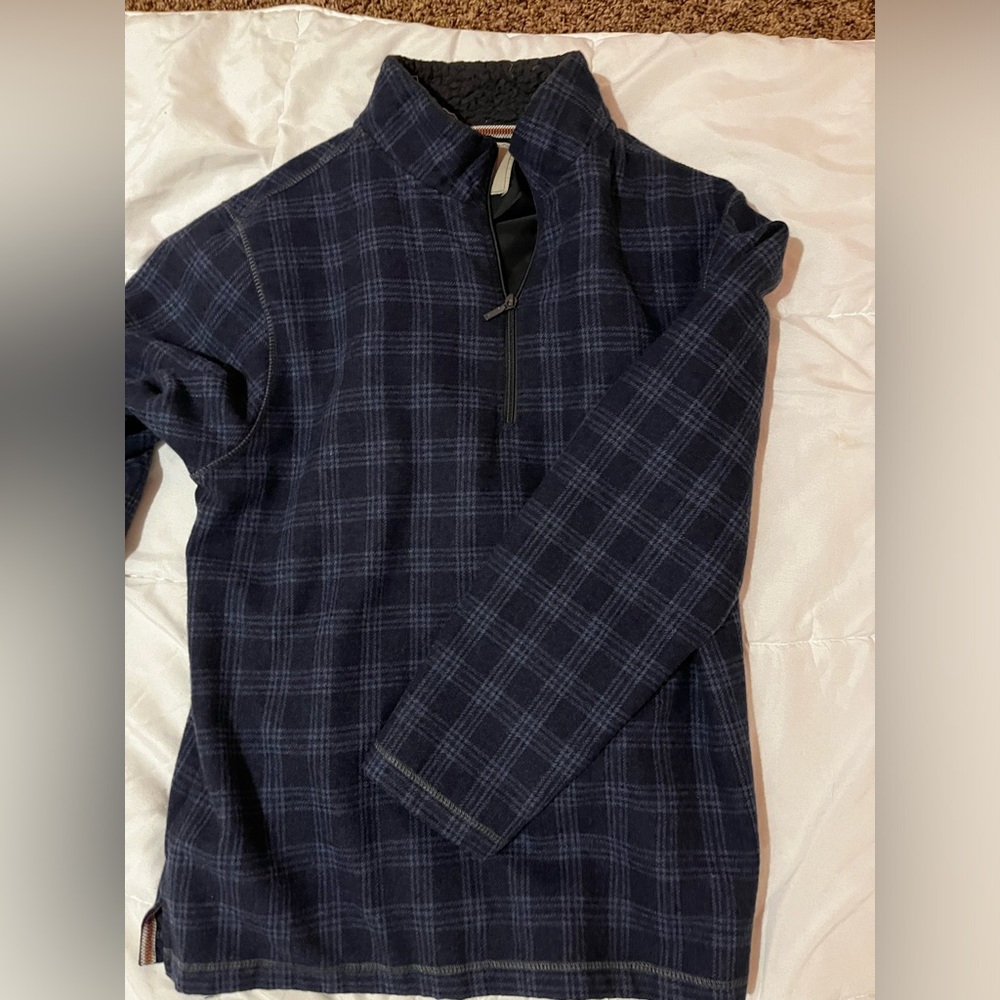blue plaid oversized pullover